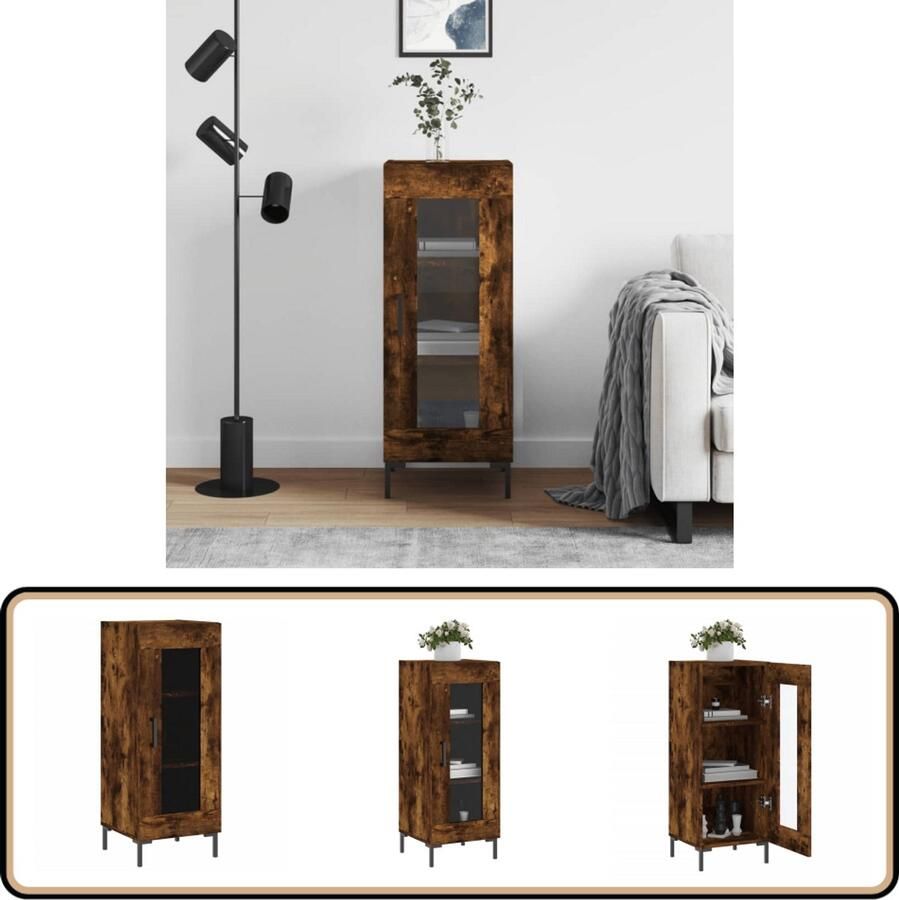 VidaXL Dressoir Gerookt Eiken 34 5x34x90 cm Dressoir Houten Dressoir Vintage Dressoir Landelijk Dressoir Gerookt Eiken - Foto 2