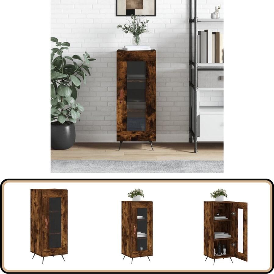 VidaXL Dressoir Gerookt Eiken 34 5x34x90 cm Dressoir Vintage Dresser Houten Kast Bergruimte Living Room Furniture