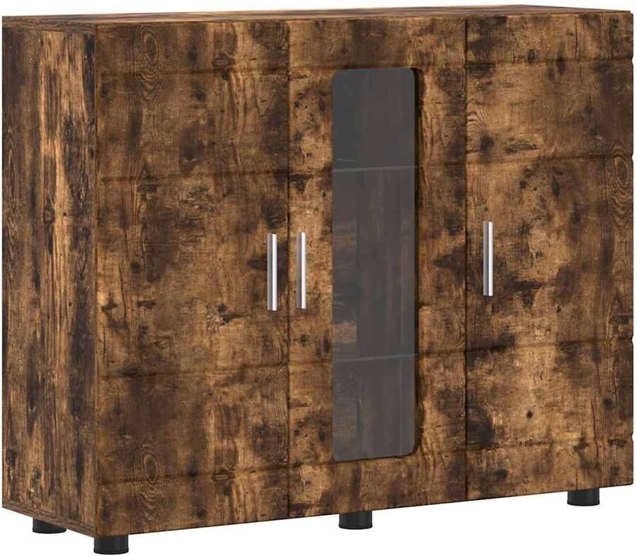 VidaXL Dressoir Gerookt eiken 55 5 x 29 x 100 cm Bewerkt hout