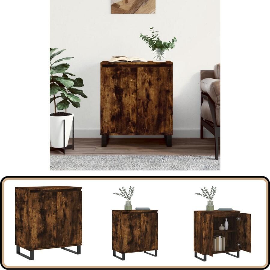 VidaXL Dressoir Gerookt Eiken 60x35x70 cm Dressoir Buffetkast Opbergkast Houten Kast Landelijk Design