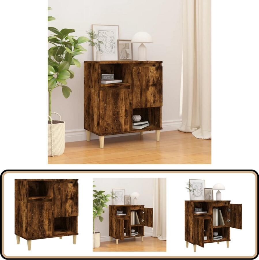 VidaXL Dressoir Gerookt Eiken 60x35x70 cm Dressoir Houten Dressoir Gerookte Eiken Kleur Vintage Dressoir Salontafel - Foto 2