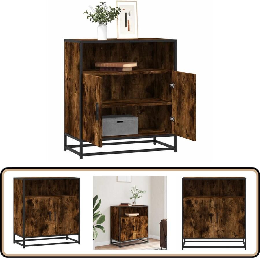 VidaXL Dressoir Gerookt Eiken 68x35x76 cm Dressoir Opbergkast Salontafel Industrieel Meubilair Houten Dressoir