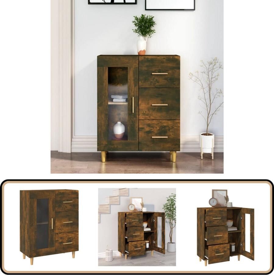 VidaXL Dressoir Gerookt Eiken 69 5x34x90 cm Dressoir Bijzetkast Houten Dressoir Vintage Dressoir Landelijke Dressoir