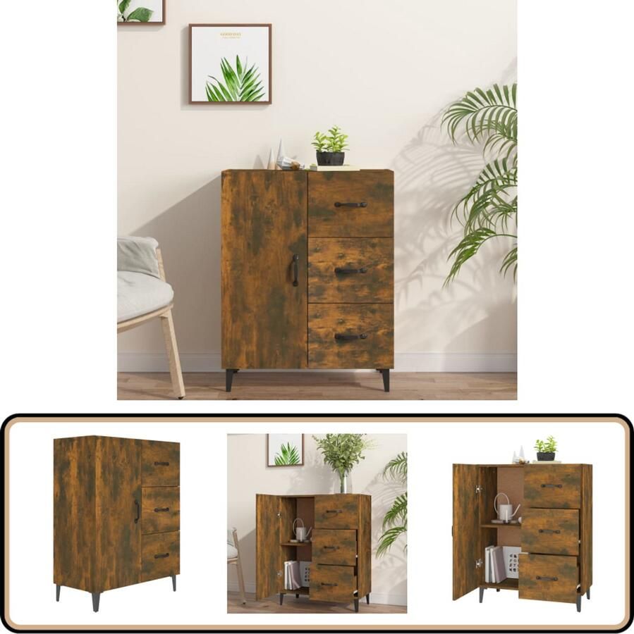 VidaXL Dressoir Gerookt Eiken 69 5x34x90 cm Dressoir Buffetkast Houten Kast Vintage Kast Landelijke Kast