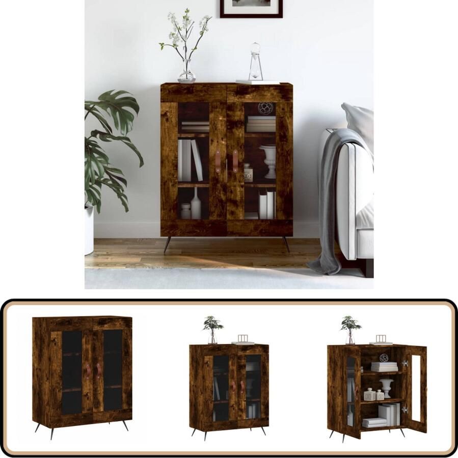 VidaXL Dressoir Gerookt Eiken 69 5x34x90 cm Dressoir Vintage Dressoir Houten Dressoir Klassiek Dressoir Robuust Dressoir - Foto 2