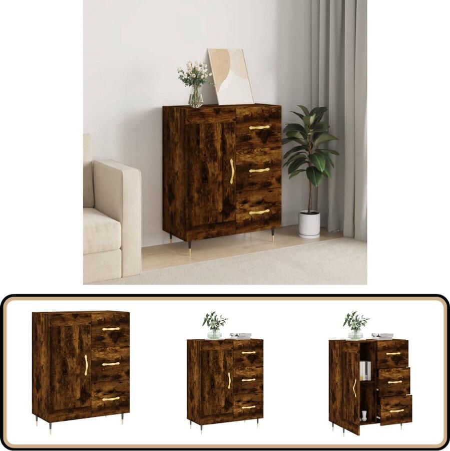 VidaXL Dressoir Gerookt Eiken 69 5x34x90 cm Dressoir Vintage Houten Dressoir Landelijk Dressoir Salontafel Tv Tafel