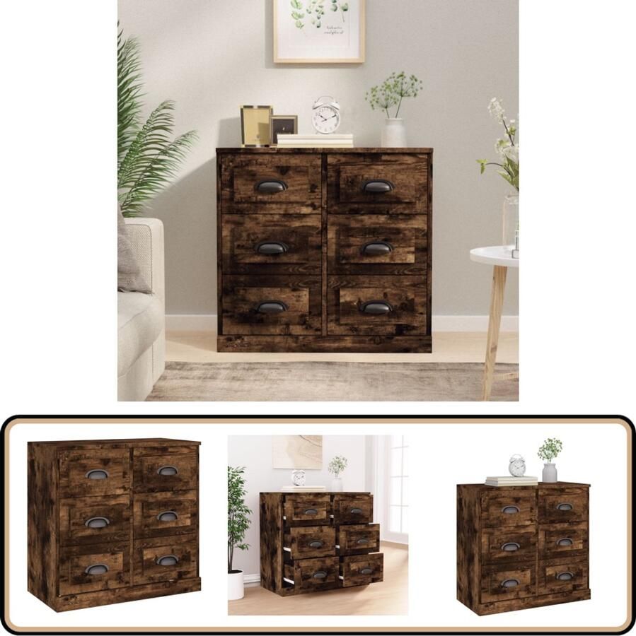 VidaXL -Dressoir-70x35 5x67 5-cm-bewerkt-hout-gerookt-eikenkleurig
