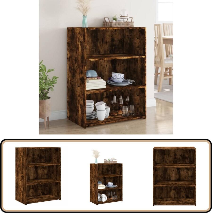 VidaXL Dressoir Gerookt Eiken 70x41x93 cm Dressoir Scandinavisch Design Houten Dressoir Vintage Dressoir Opbergkast - Foto 2