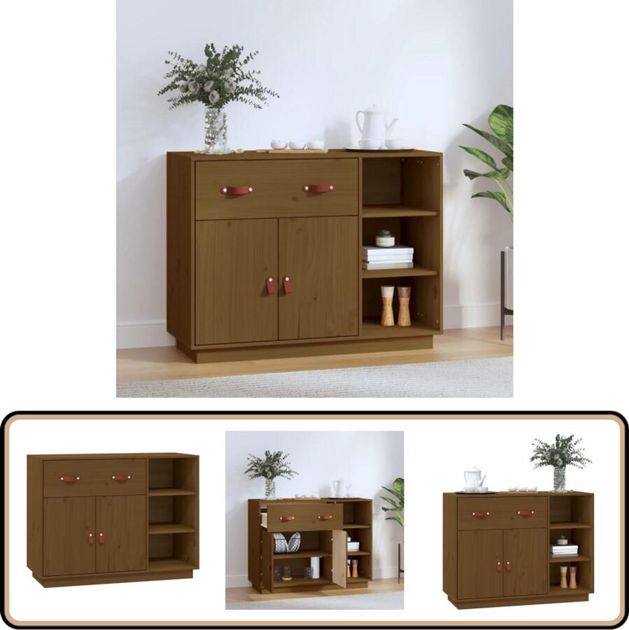 VidaXL -Dressoir-98 5x40x75-cm-massief-grenenhout-honingbruin - Foto 3