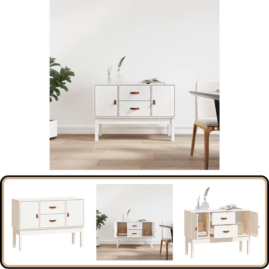 VidaXL Dressoir Grenenhout Wit 110x40x78 cm Dressoir Grenoble Hout Wit Dressoir Vintage Dressoir Salontafel