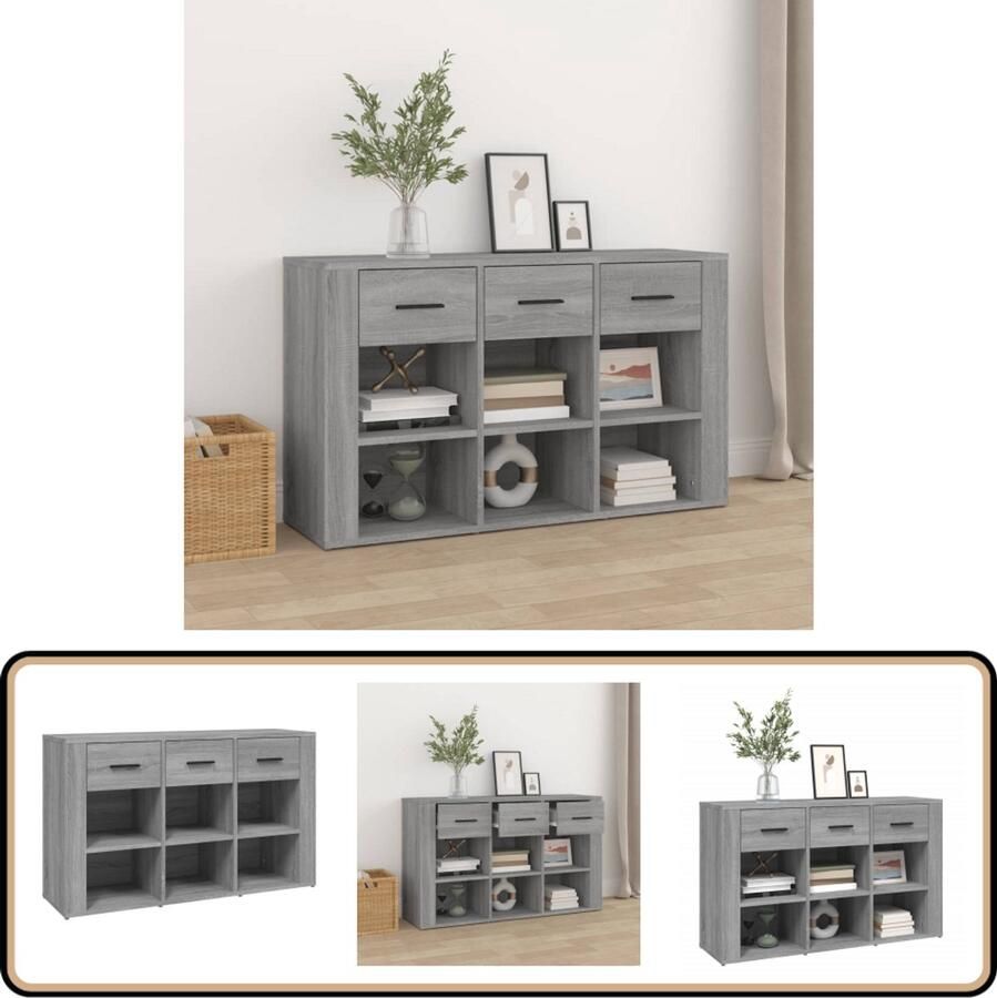 VidaXL Dressoir Grijs Sonoma Eiken 100x30x59 5cm Dressoir Bijzettafel Houten Dressoir Grijze Dressoir Vintage Dressoir