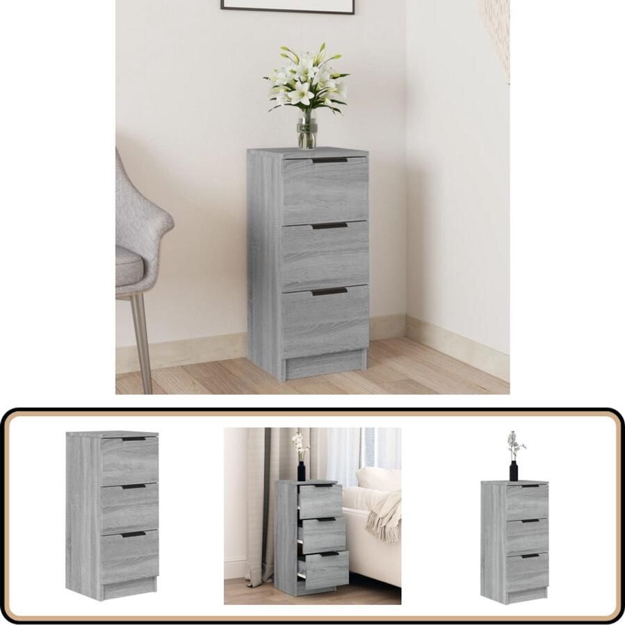 VidaXL Dressoir Grijs Sonoma Eiken 30x30x70 cm Dressoir Bijzetkast Houten Kast Salontafel Nachtstand