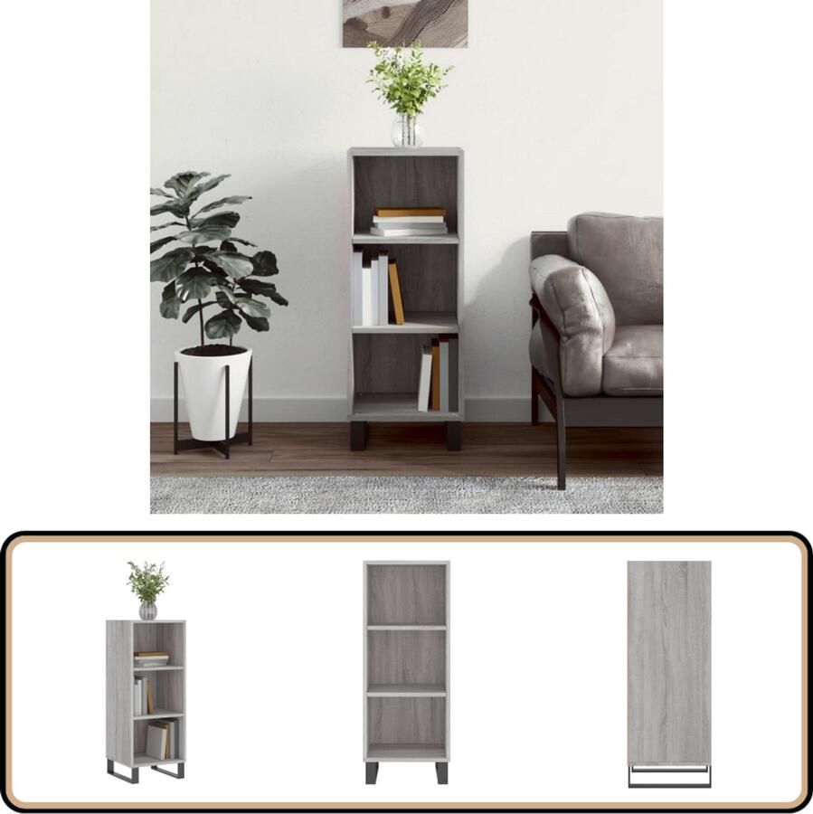 VidaXL Dressoir Grijs Sonoma Eiken 34 5x32 5x90 cm Dressoir Grijze Dressoirs Houten Dressoir Salontafel Tv Tafel - Foto 2