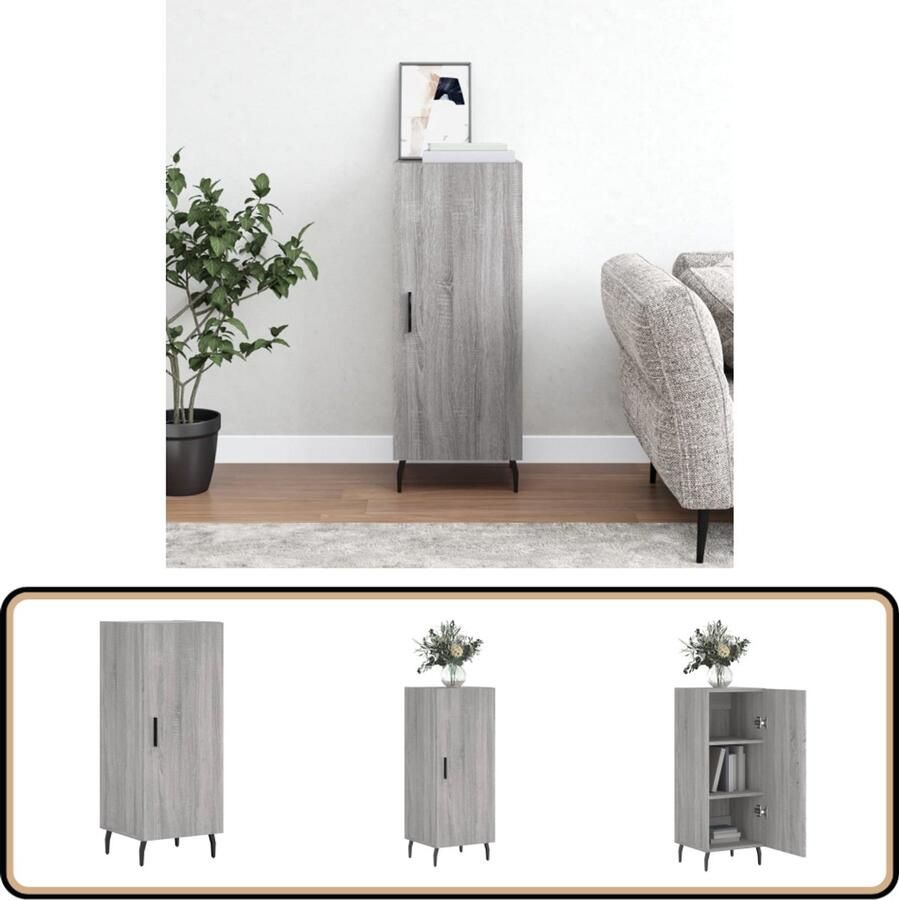 VidaXL Dressoir Grijs Sonoma Eiken 34 5x34x90 cm Dressoir Bijzettafel Opbergkast Salontafel Houten Dressoir
