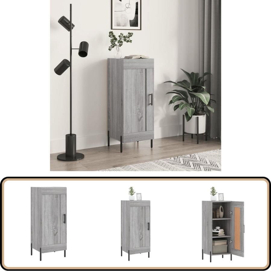 VidaXL Dressoir Grijs Sonoma Eiken 34 5x34x90 cm Dressoir Grijze Dressoirs Houten Dressoirs Salontafel Tv Tafel