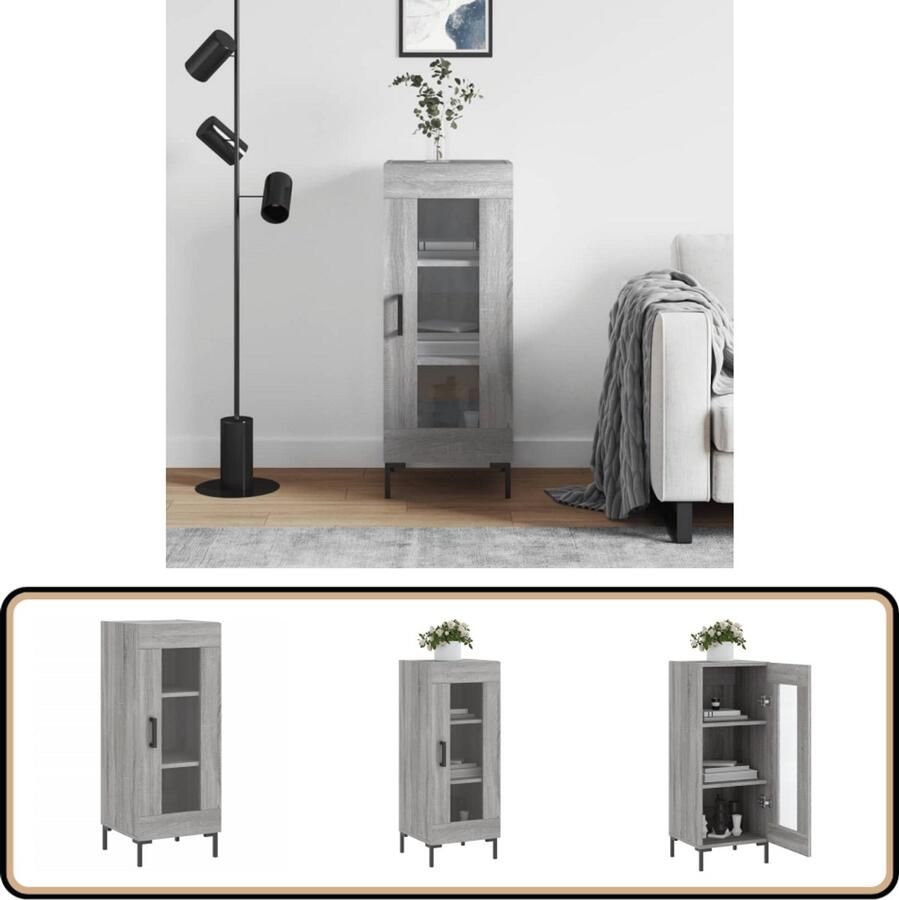 VidaXL Dressoir Grijs Sonoma Eiken 34 5x34x90 cm Dressoir Vintage Dressoir Houten Dressoir Grijze Dressoir Salontafel - Foto 2