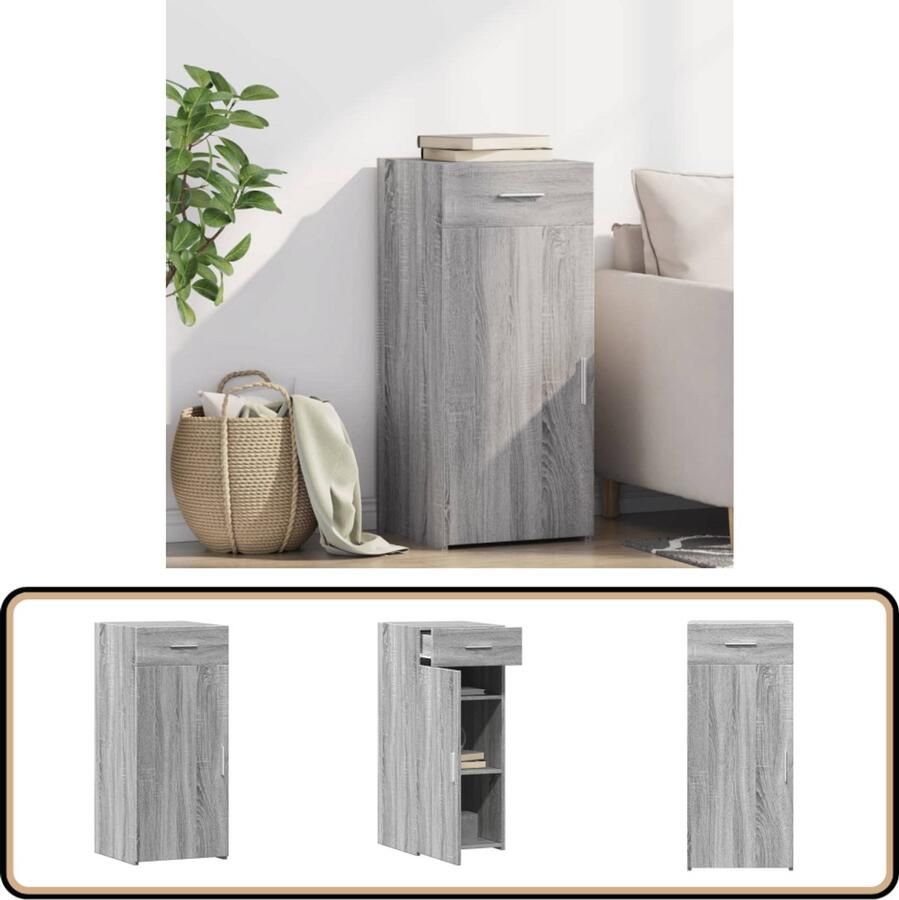 VidaXL Dressoir 40x42 5x93 cm Grijs Sonoma Eiken Dressoir Scandinavisch Design Houten Dressoir Grijze Dressoir Opbergkast - Foto 4