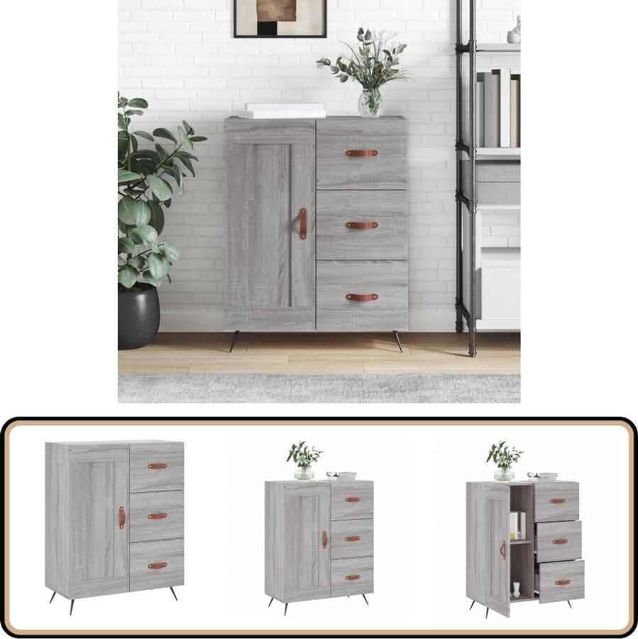 VidaXL Dressoir Grijs Sonoma Eiken 69 5x34x90 cm Dressoir Grijze Dressoirs Houten Dressoirs Salontafel Tv Tafel