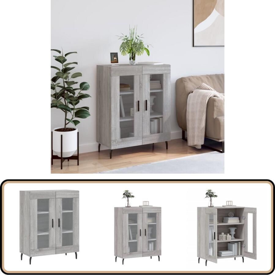 VidaXL Dressoir Grijs Sonoma Eiken 69 5x34x90 cm Dressoir Salontafel Houten Dressoir Grijze Dressoir Vintage Dressoir