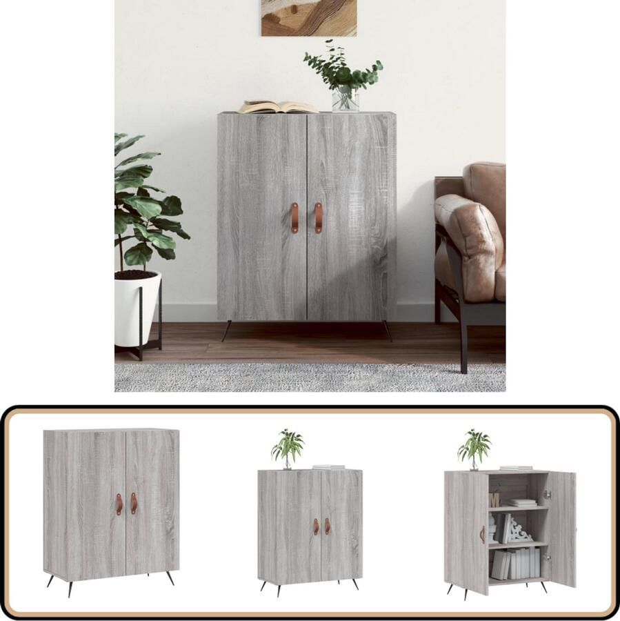 VidaXL Dressoir Grijs Sonoma Eiken 69 5x34x90cm Dressoir Kasten Houten Dressoirs Grijze Dressoirs Salontafel