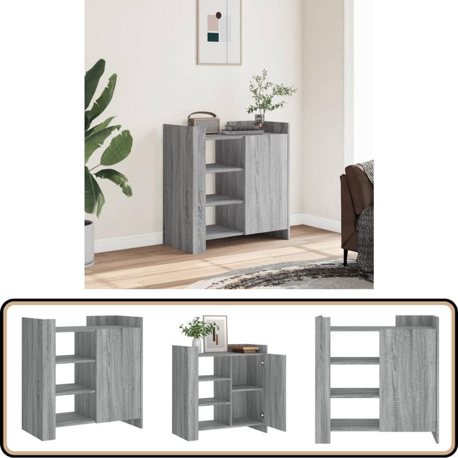 VidaXL Dressoir Grijs Sonoma Eiken 75x35x75 cm Dressoir Houten Dressoir Grijze Dressoir Salontafel Bergruimte - Foto 2