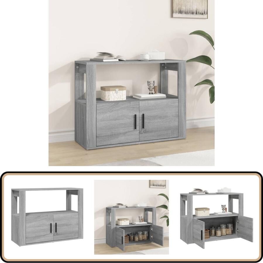 VidaXL Dressoir Grijs Sonoma Eiken 80x30x60 cm Dressoir Bijzettafel Kast Houten Kast Grijze Kast