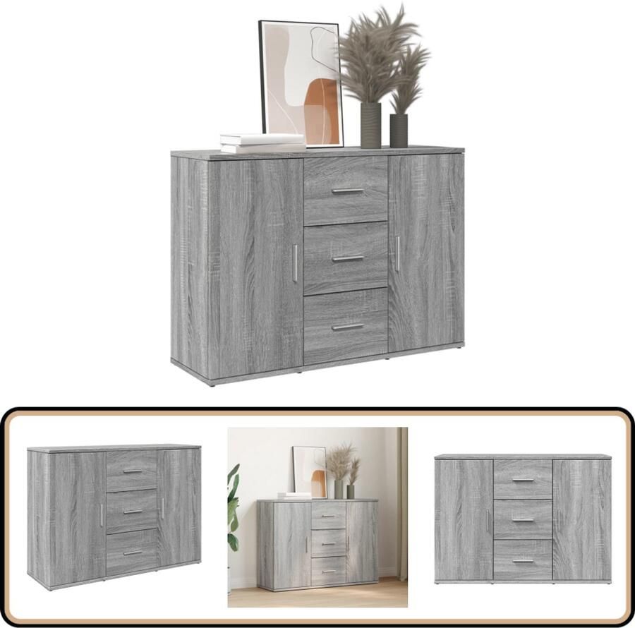 VidaXL Dressoir Grijs Sonoma Eiken 90 5x29 5x65 cm Dressoir Opbergkast Houten Dressoir Compact Dressoir Grijze Dressoir - Foto 2