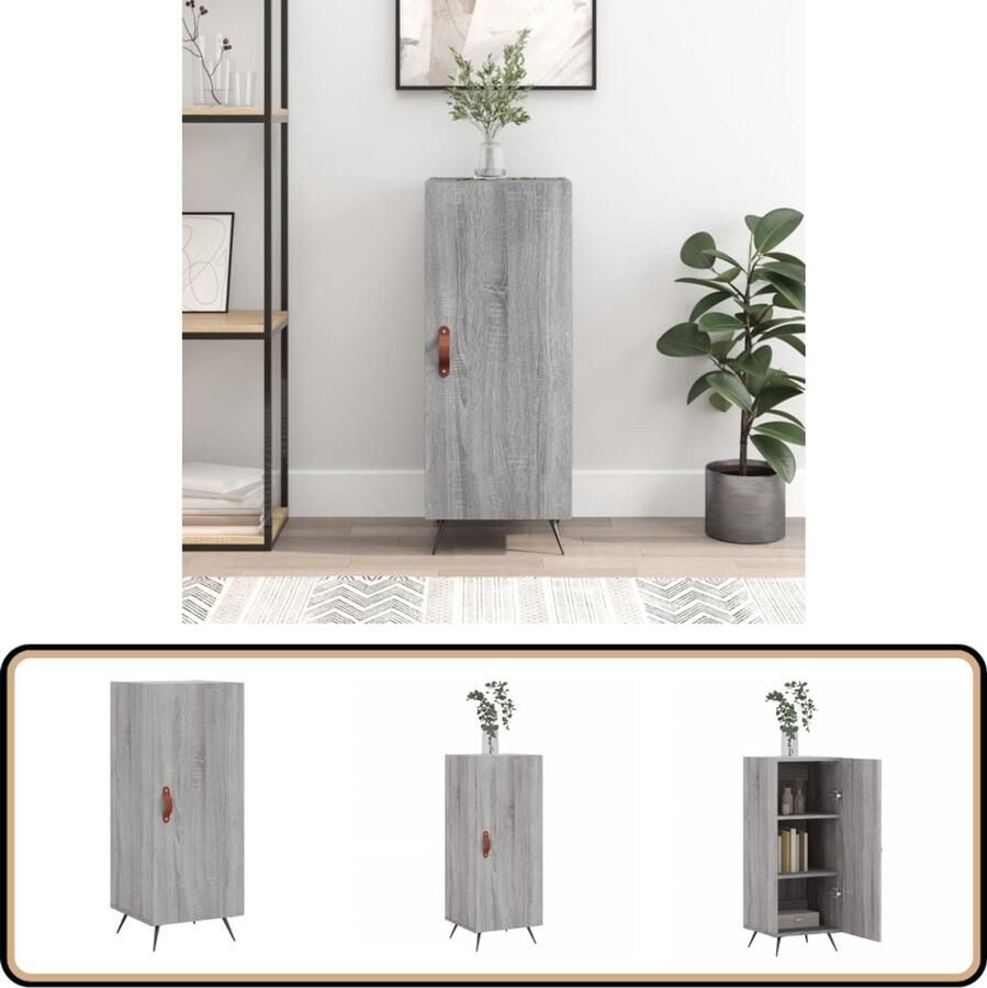 VidaXL Dressoir Grijs Sonoma Eiken 90 cm Dressoir Grijssoma Eiken Houten Dressoir Opbergkast Salontafel - Foto 2