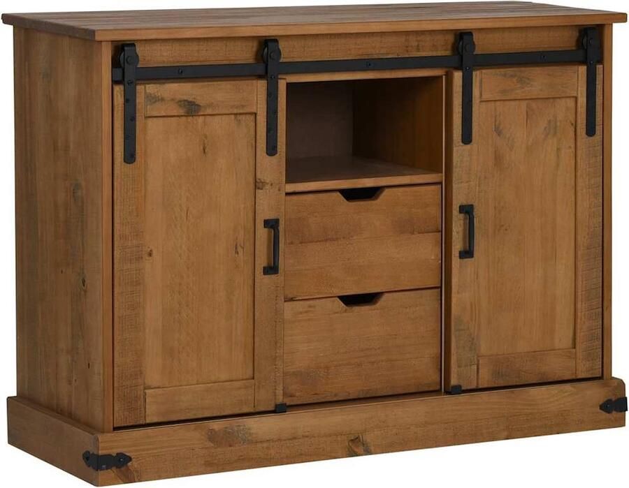 VidaXL Dressoir HALDEN 2 schuifdeuren 112x40x80 cm massief hout