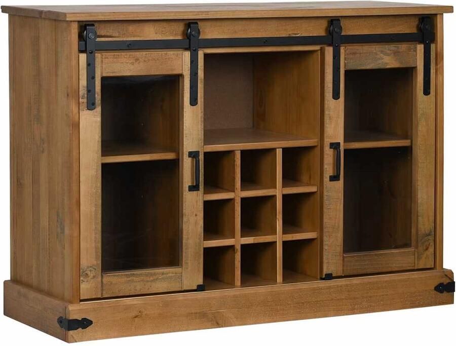 VidaXL Dressoir HALDEN 2 schuifdeuren 112x40x80 cm massief hout