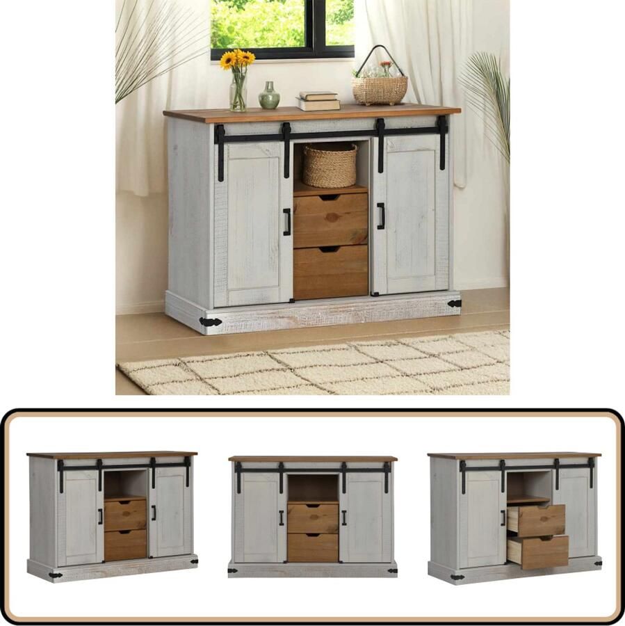 VidaXL Dressoir HALDEN 2 schuifdeuren 112x40x80 cm Dressoir Halden Tv-meubel Opbergkast Salontafel