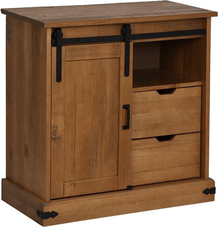 VidaXL Dressoir HALDEN met schuifdeur 80x40x80 cm massief hout