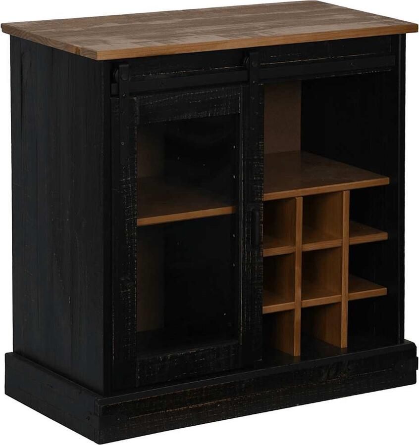 VidaXL Dressoir HALDEN met schuifdeur 80x40x80 cm massief hout zwart