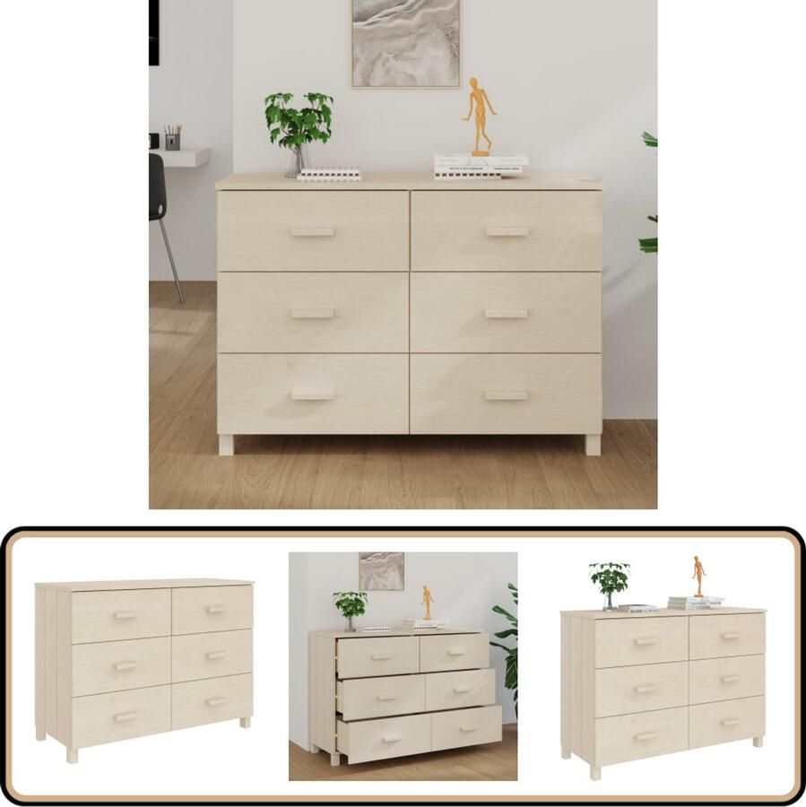 VidaXL Dressoir HAMAR 113x40x80 cm Grenenhout Dressoir Salontafel Hout Grenenhout Vintage - Foto 2