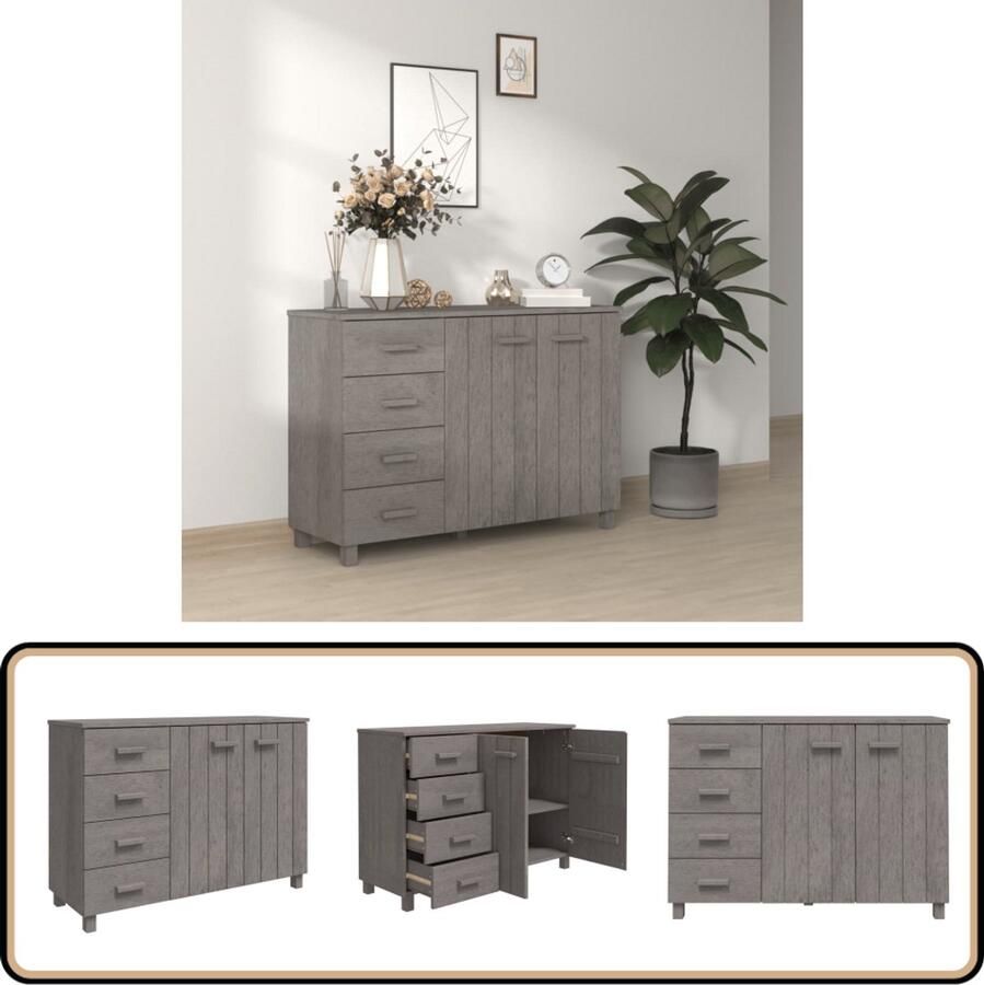 VidaXL Dressoir HAMAR 113x40x80 cm lichtgrijs Dressoir Houten Dressoir Grijs Salontafel Tv Tafel