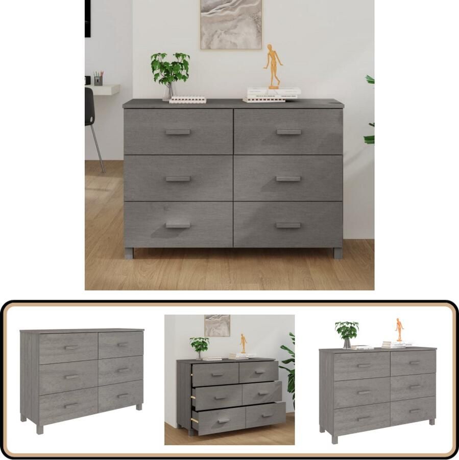 VidaXL Dressoir HAMAR 113x40x80 cm Lichtgrijs Dressoir Ladekast Meubels Kamerinrichting Woonkamer