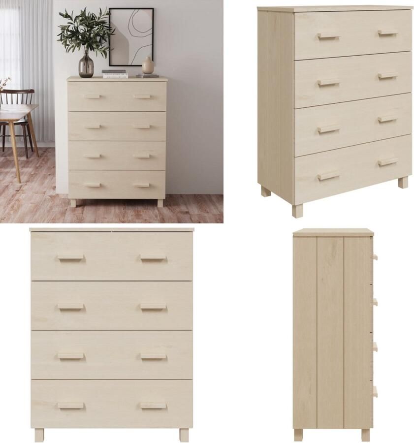 VidaXL Dressoir HAMAR 79x40x103 5 cm massief grenenhout honingbruin Dressoir Dressoirs Kast Dressoirkast