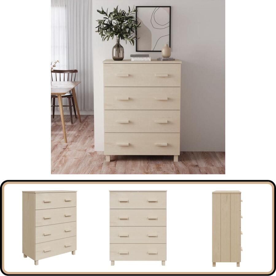 VidaXL Dressoir HAMAR 79x40x103 5 cm Honingbruin Dressoir Houten Dressoir Grenenhout Dressoir Vintage Dressoir Salontafel - Foto 2