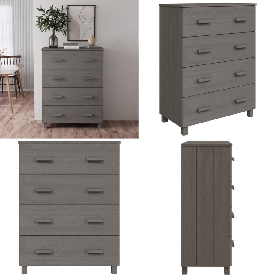 VidaXL Dressoir HAMAR 79x40x103-5 cm massief grenenhout lichtgrijs Dressoir Dressoirs Kast Dressoirkast