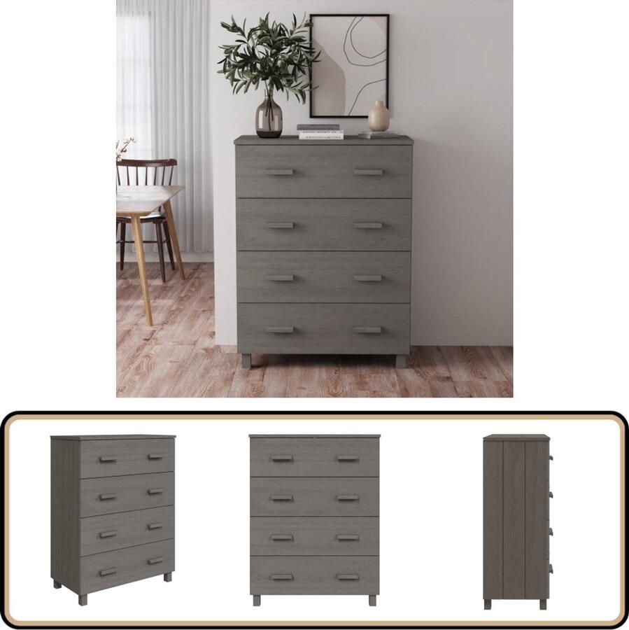 VidaXL Dressoir HAMAR 79x40x103 5 cm Lichtgrijs Dressoir Meubels Grenoble Hout Grijze Meubels Salontafel