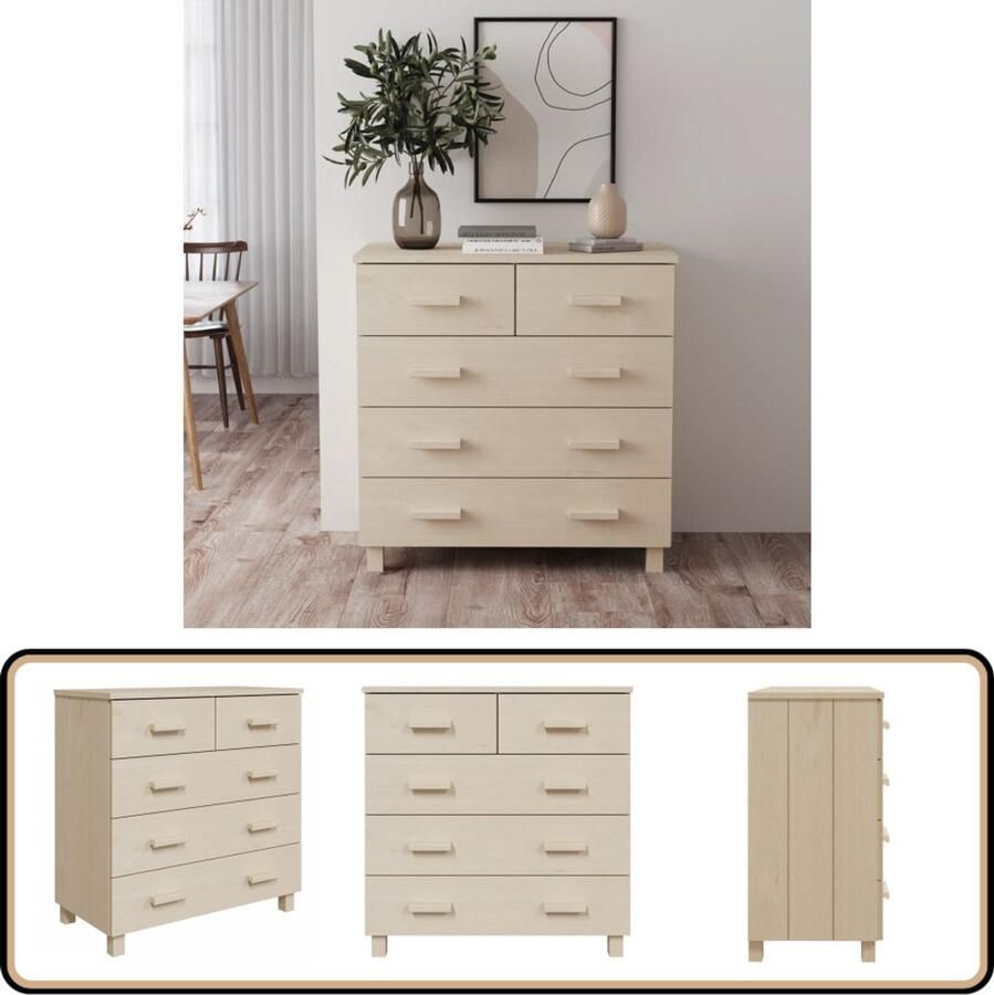 VidaXL Dressoir HAMAR 79x40x80 cm Honingbruin Dressoir Houten Dressoir Salontafel Tv Tafel Livingroom Furniture