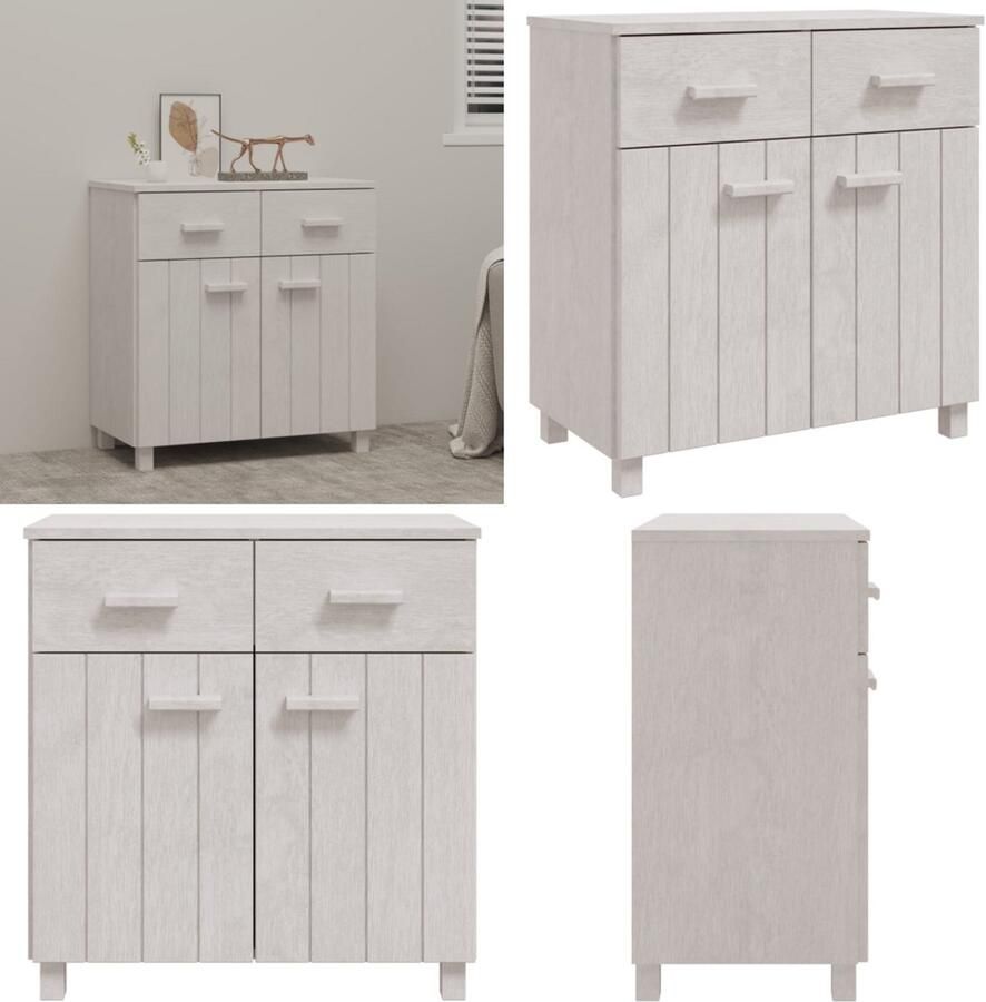 VidaXL Dressoir HAMAR 79x40x80 cm massief grenenhout wit Dressoir Dressoirs Houten Dressoir Ladekast