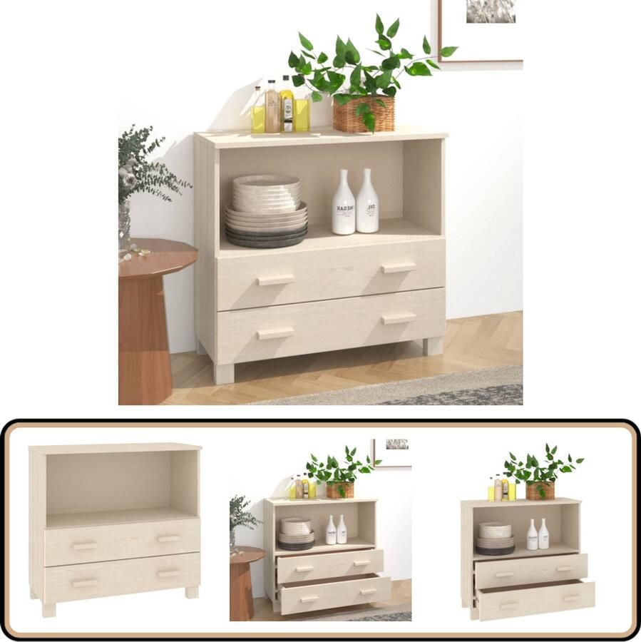 VidaXL Dressoir HAMAR Honingbruin 85x35x80 cm Dressoir Houten Dressoir Salontafel Tv Tafel Livingroom Furniture