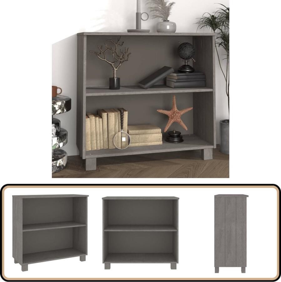 VidaXL Dressoir HAMAR 85x35x80 cm Lichtgrijs Dressoir Houten Dressoir Vintage Dressoir Landelijk Dressoir Grijze Dressoir - Foto 2