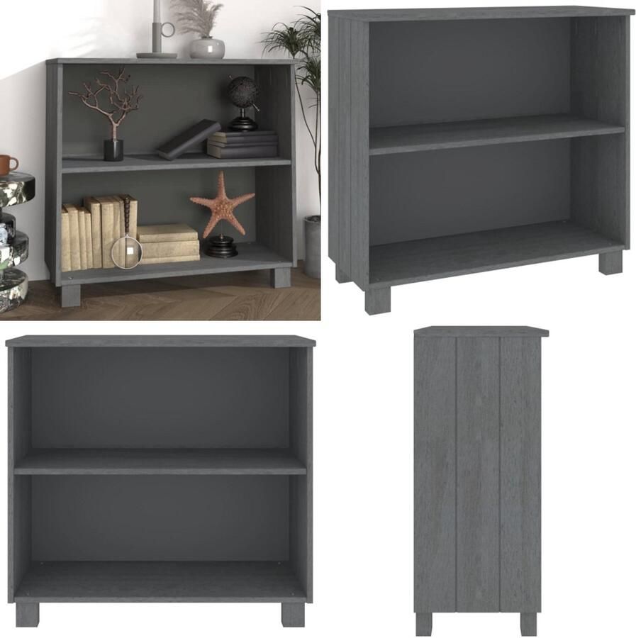 VidaXL Dressoir HAMAR 85x35x80 massief grenenhout donkergrijs Dressoir Dressoirs Hoge Kast