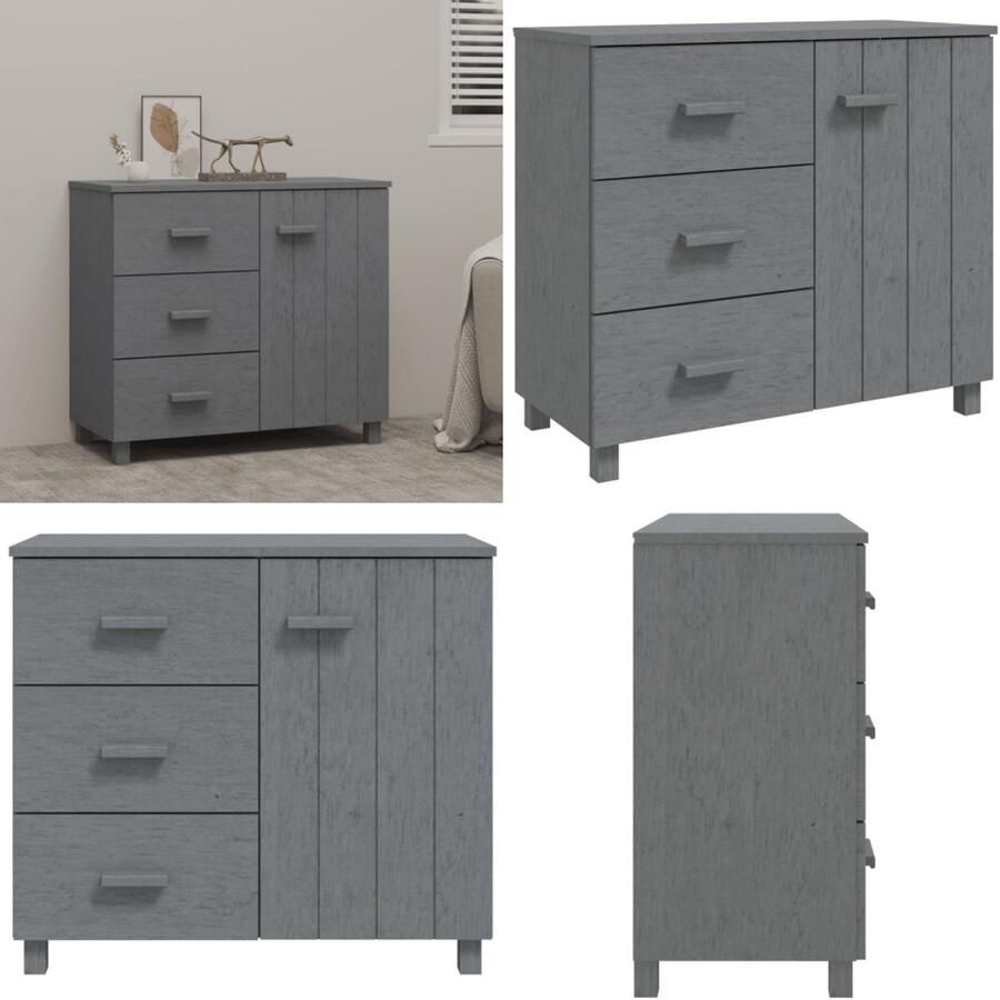 VidaXL Dressoir HAMAR 90x40x80 cm massief grenenhout donkergrijs Dressoir Dressoirs Kast Dressoirkast