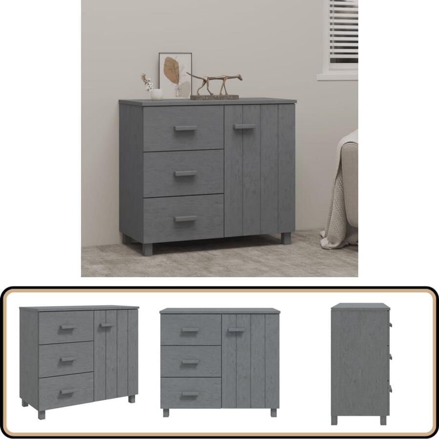 VidaXL Dressoir HAMAR 90x40x80 cm donkergrijs Dressoir Houten Dressoir Grijs Salontafel Tv Tafel