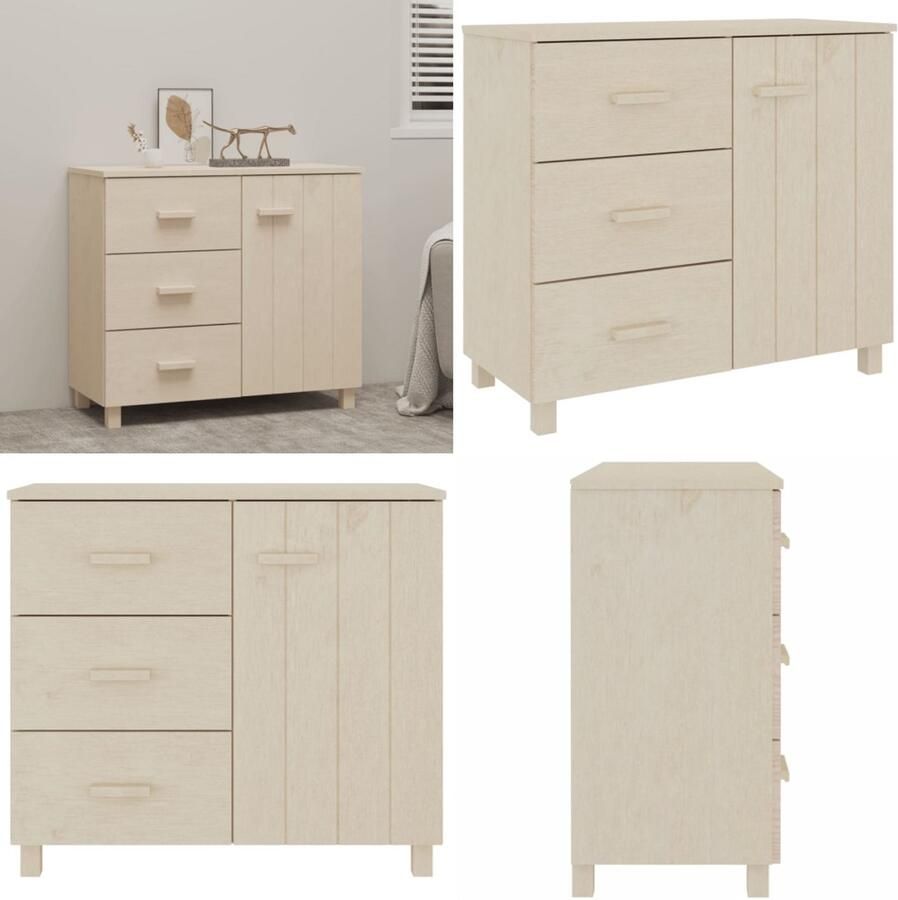 VidaXL Dressoir HAMAR 90x40x80 cm massief grenenhout honingbruin Dressoir Dressoirs Kast Dressoirkast