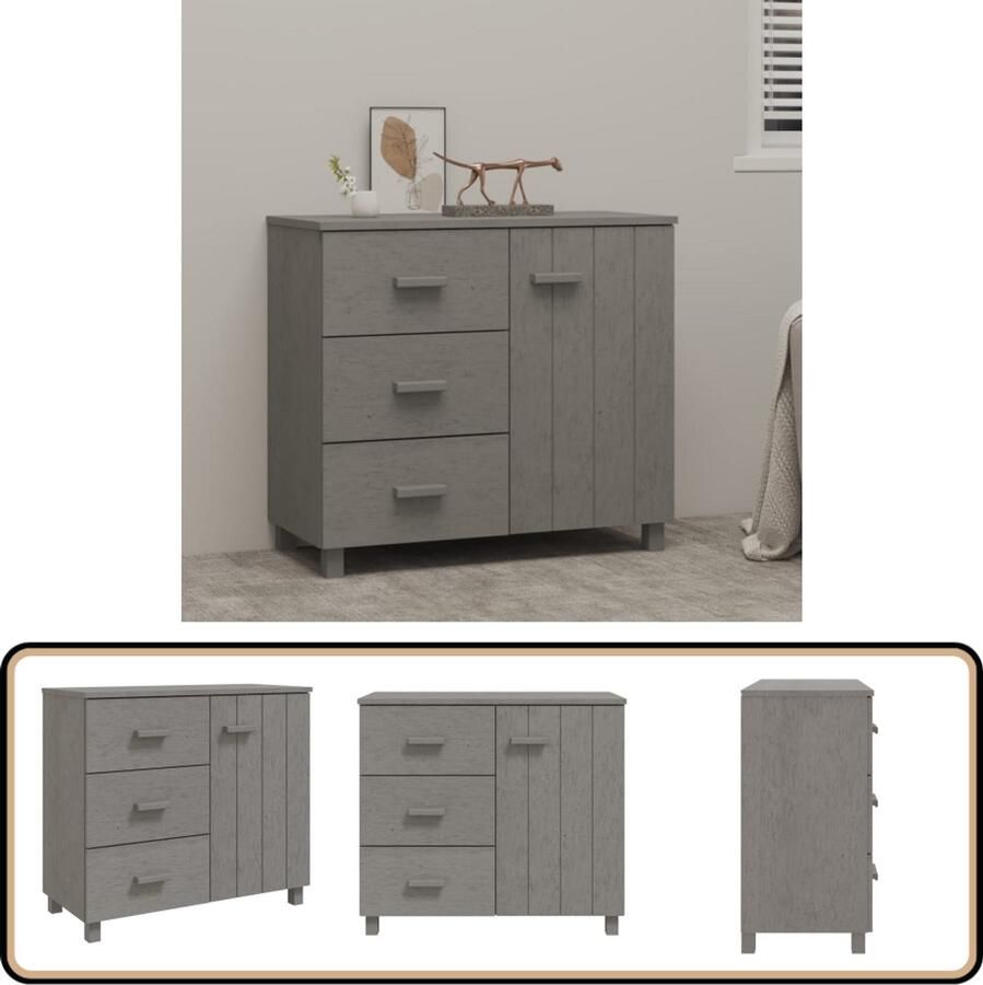 VidaXL Dressoir HAMAR 90x40x80 cm Grenenhout Grijs Dressoir Salontafel Hout Grenenhout Grijs