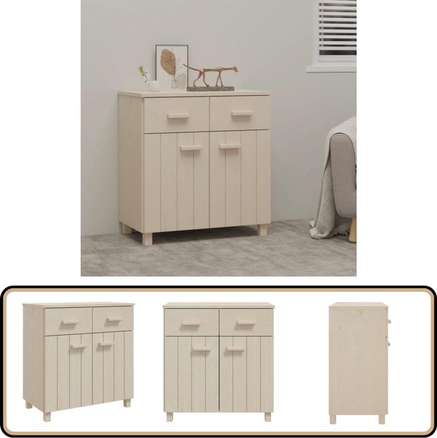 VidaXL Dressoir HAMAR Grenenhout Honingbruin Dressoir Houten Dressoir Met Laden Vintage Dressoir Salontafel